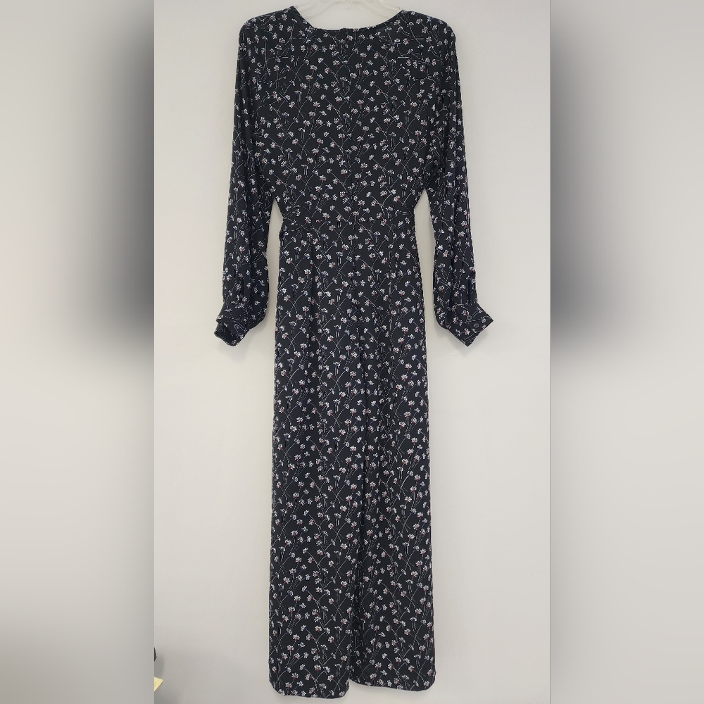 Maison Jules v-neck black dandelion spark floral crop wide leg pant jump… - Picture 2 of 14